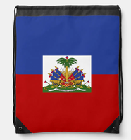 Sac à dos portable personnalisé avec cordon de serrage, motif drapeau d'Haïti, sac de rangement en polyester avec drapeau national, vente en gros