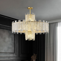 Lustre moderne en cristal doré, suspension ronde en verre, luminaires de luxe pour salon et salle à manger