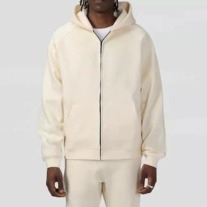 Sweat à capuche zippé à manches raglan en éponge française de haute qualité Sweat à capuche zippé en coton polaire brodé sur mesure Sweat à capuche zippé - Product Image 5