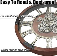 Jam Dinding Industri Besar 36 inci Bertenaga Baterai dengan Roda Gigi Bergerak, Kayu Ukuran Besar, Gaya Vintage Farmhouse Steampunk Rustic untuk Ruang Tamu