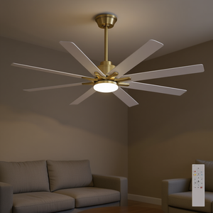 Ventilateur de plafond LED d'intérieur de 66 pouces avec lumière à intensité variable, moteur DC à 6 vitesses, profil bas, télécommande, design moderne - Product Image 2