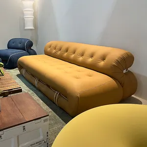 Sofa 3 kursi besar kustom bingkai logam sofa modern Kulit sofa lembut mewah