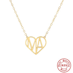 Collar con Colgante de Corazón Chapado en Oro de 18K con Letra MA, Regalo para el Día de la Madre, Joyería de Plata S925 - Product Image 5