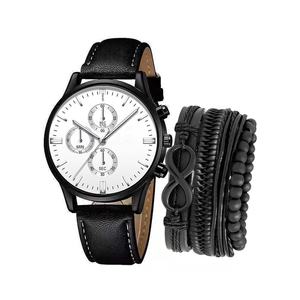 LP14 Nuovo Orologio da <span class=keywords><strong>Uomo</strong></span> Casual Moda Set Bracciale Commercio Estero Vendita all'Ingrosso Tendenza Sportiva Cinturino in Pelle <span class=keywords><strong>Orologi</strong></span> Business - Product Image 2