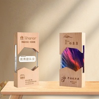 Trofeo Personalizado de Madera Maciza y Cristal, Placa de Acrílico Grabada, Premio de Reconocimiento Corporativo para el Centro de Experiencia de Tesla