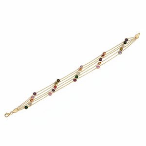 14K Solid Gold 5 Layer Rose Cut Color Zircon Light <b>Bracelet</b> Dainty Good Luck Evil Eyes <b>Bracelet</b> Wholesale From Turkey - Product Image 2