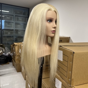 <span class=keywords><strong>Tête</strong></span> de mannequin 80% cheveux humains, 26 pouces de long, avec épaules, pour coiffure <span class=keywords><strong>à</strong></span> chaud, têtes d'entraînement, mannequin de coiffure pour chignons - Product Image 6