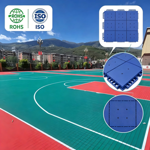 Outdoor Sports Court <b>Suspended</b> Flooring System, Interlocking PP Plastic Anti-slip Spliced Floor Tiles - Product Image 1