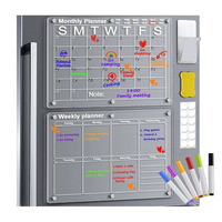 Panneau effaçable à sec acrylique transparent transparent de planificateur hebdomadaire mensuel de réfrigérateur pour le réfrigérateur
