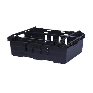 Supermarket <b>Basket</b> 595x385x185mm Plastic <b>Stackable</b> Nesting Vegetable Fruit Storage Crate Blue Black - Product Image 2