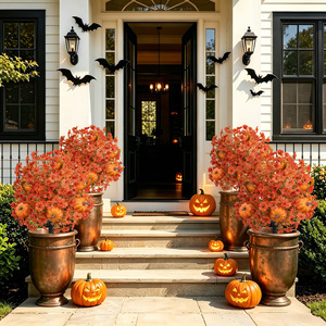 Mayorista: Arbusto artificial de simulación de tacto real, bola de flores naranja de otoño, <span class=keywords><strong>para</strong></span> exterior, balcón, jardinera, patio y paisajismo - Product Image 1