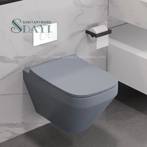 SDAYI European Bathroom Hotel Rectangle Matt <strong>Black</strong> Grey Ceramic Wall Mounted Concealed tank Wc P-trap Washdown Wall Hung <strong>Toilets</strong> - Product Image 5