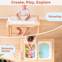 Table sensorielle moderne personnalisable pour enfants en bois naturel pour le jeu, l'étude, la salle à manger et le rangement des jouets pour les chambres à coucher.