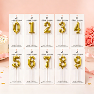 Bougies d'anniversaire numérotées 0-9 métalliques <span class=keywords><strong>en</strong></span> gros, décorations dorées pour gâteaux, parfaites pour fêtes, anniversaires et mariages - Product Image 4