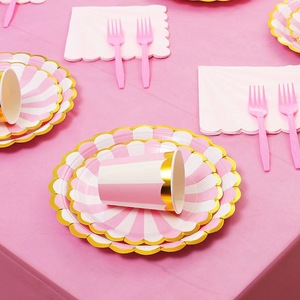 Piatti di Carta Usa e Getta <span class=keywords><strong>Emay</strong></span> con Stampa a Caldo a Righe, Stoviglie per Feste di Compleanno e Baby Shower - Product Image 6