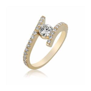 1.00CT Anillo de Bodas de diamante de oro amarillo de corte brillante natural en 14K - Product Image 2