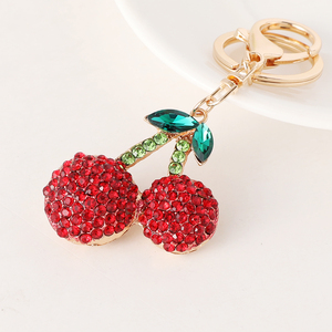 3D Pha Lê Cherry Keychain kim loại hợp kim lấp lánh Rhinestone trái cây quyến rũ dễ thương Túi Mặt dây chuyền cho phụ nữ lý tưởng cho các phím - Product Image 2