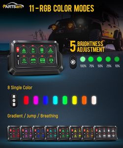 Panneau d'interrupteur sans fil RGB <span class=keywords><strong>8</strong></span> Gang Système de relais de contrôle de circuit universel Boîte d'interrupteur stroboscopique momentané Pod - Product Image 4