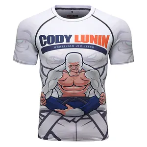 Camiseta com logotipo personalizada, camiseta mma com proteção completa de subolmação e manga curta