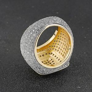 Bague de mariage pour homme style Hip Hop en laiton plaqué or 18 carats, sertie de zircone cubique et de diamants CZ massifs, bijoux plaqués or style Hip Hop - Product Image 4