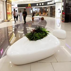 เก้าอี้พักคอยสาธารณะแบบกระถางต้นไม้ทันสมัย ทำจากไฟเบอร์กลาส เหมาะสำหรับสนามบิน โรงพยาบาล โรงเรียน ห้างสรรพสินค้า สวนสาธารณะกลางแจ้ง ปรับแต่งได้ - Product Image 1