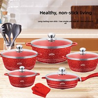 Ensemble de 12 ustensiles de cuisine antiadhésifs de style occidental, différentes tailles, casseroles et poêles en aluminium, couvercles en verre trempé pour cuisinière à gaz, cuisine à domicile