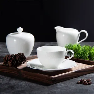 Juego de taza y platillo de té de cerámica con diseño de rosa en relieve real, juego de té de café blanco de porcelana de lujo, juego de té de porcelana británica