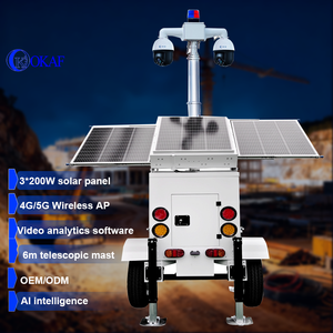 USA Standard Mobile Solar <b>CCTV</b> Surveillance Camer Construction Monitoring <b>Security</b> Tower OK-PRO7 Mobile Surveillance to - Product Image 1