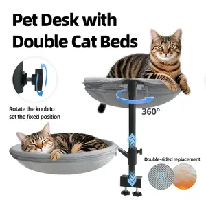 Hamaca para gato cuadrada sólida clásica moderna, rotación de 360, altura ajustable, cama para gato de tamaño pequeño, escritorio - Product Image 5
