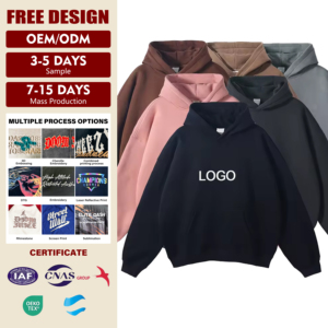 Sweat à capuche d'hiver en coton 100% de haute qualité, sur mesure, double couche épaisse, impression numérique ODM, imperméable, design ample - Product Image 1