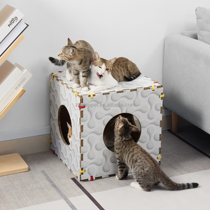 Letto per gatti per casa interna grande Cave con Scratch Pad Premium doppio condominio per gatti - Product Image 5