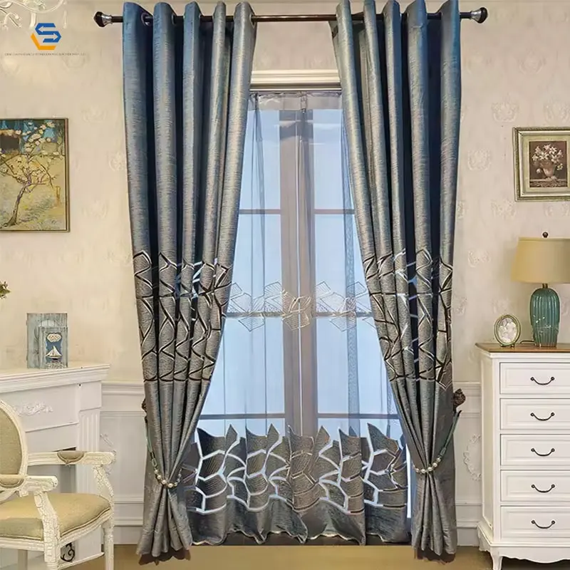 QDshensuli European Jacquard Sheer Curtains Luxury Embroidered Tulle Curtains for Living Room Bedroom curtain fabric