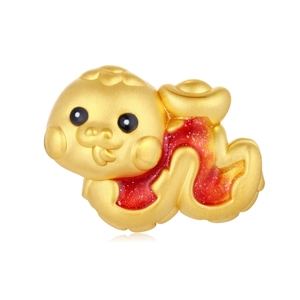 24K Solid Gold Snake-Back Ingot <b>Beaded</b> Bracelet Accessories From the Zodiac Series Amulet Jewelry Findings Components <b>Red</b> <b>Beads</b> - Product Image 1