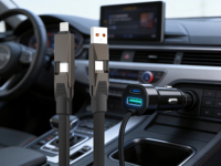 Câble USB-C de charge rapide 4-en-1, transfert de données 480 Mbps, alliage de zinc, charge rapide 240 W, câble de données pour iPhone, ordinateur portable