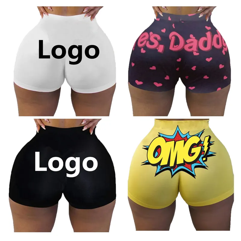 2023 Custom Summer Snack Shorts Para As Mulheres Streetwear Yoga Ginásio Shorts Set Biker Plus Size Booty Boxer Sem Costura Shorts das Mulheres