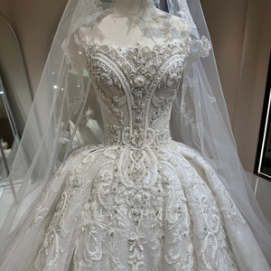 Dw0233 Romantic Off Shoulder Heavy Crystal Corset Shimmer Tulle Lace Applique Ball Gown <b>Wedding</b> Dress Jancember - Product Image 4