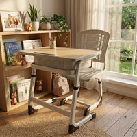 Bureau et chaise d'école ergonomiques réglables en hauteur, structure métallique, ensemble table d'étude pour élèves du primaire et du secondaire