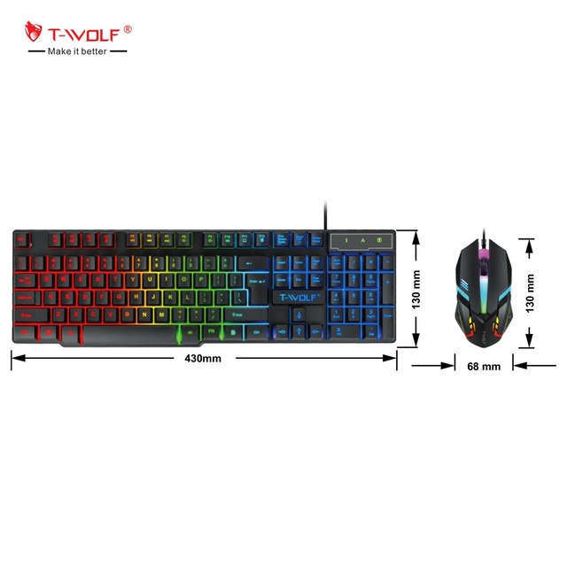 Arabic Spanish Russian Layout Keyboard Set Wired Gaming Keyboard and Mouse Combos LED Backlit Light Keyboard Mouse for Gamer