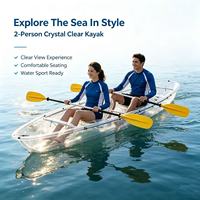 Kayak transparent en PC pour 2 personnes, double siège, canoë transparent pour les sports nautiques et la photographie en station balnéaire