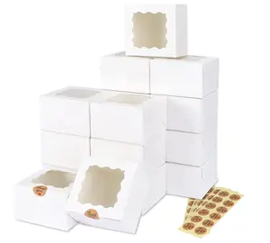 सफेद बेकरी कुकी बक्से पैकेजिंग मिठाई पेस्ट्री छोटे इलाज काजा पैरा हल्के बॉक्स केक के लिए खिड़की के साथ