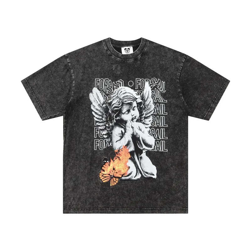 Camisetas de hombre vintage personalizadas ropa de calle Camiseta de algodón rapero viejo y grueso