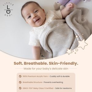 ผ้าห่มเด็กอ่อนเนื้อนุ่ม Little Dedi ขนาด 30x40 นิ้ว สีสโตน ผ้าห่มห่อตัวเด็ก ใช้ได้ทุกฤดู เป็นมิตรต่อสิ่งแวดล้อม - Product Image 2