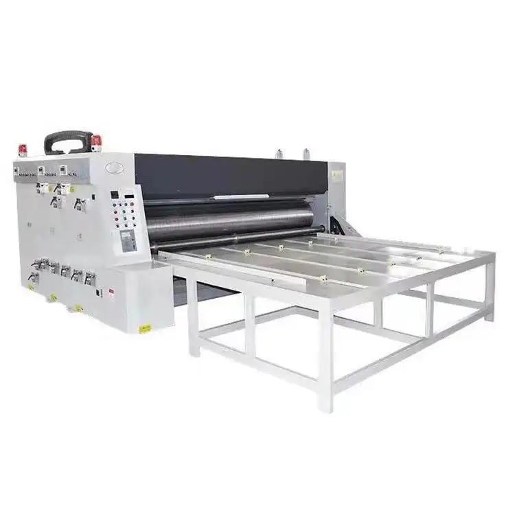 Chain feeding 1 / 2 / 3 / 4 color corrugated carton box semi automatic flexo printing slotting machine