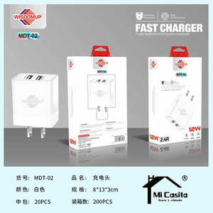 WISDOMUP Caricatore USB doppio 12W 2.4A a ricarica rapida per tablet MDT-02 - Product Image 3