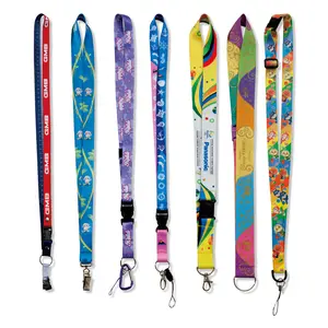 Neck Strap Printing Woven Sublimation Lanyard Sling Id Badge Holders Lanyards With Pvc Name Card Polyester Keychain Lanyard