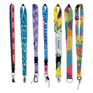 Tali leher percetakan anyaman sublimasi Lanyard selempang Id lencana pemegang Lanyard dengan Pvc kartu nama poliester gantungan kunci Lanyard