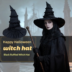 Nuevo Sombrero de Bruja Negro con Volantes de Encaje 2026, Disfraz Mágico para Cosplay, Halloween, Fiestas y Actuaciones Escénicas - Product Image 1