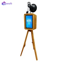 Photobooth Appareil Photo Reflex Numérique Écran 18,5 Pouces Couleur Bois pour Fête Mariage, Prix Cabine Photo Vintage en Bois