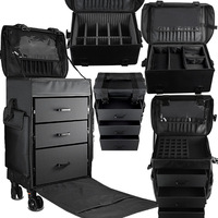 Trolley de Maquillage Professionnel Multi-couches et Multi-fonctions pour Artistes Maquilleurs et Salons de Beauté, avec Poignée Rétractable, pour Cosmétiques, Tatouage et Nail Art