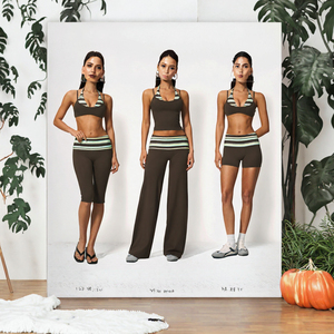 Conjunto de Yoga Personalizado para Mujer, Top Deportivo Halter Corto, Pantalones de Cintura Alta, Ropa Deportiva de Secado Rápido - Product Image 2